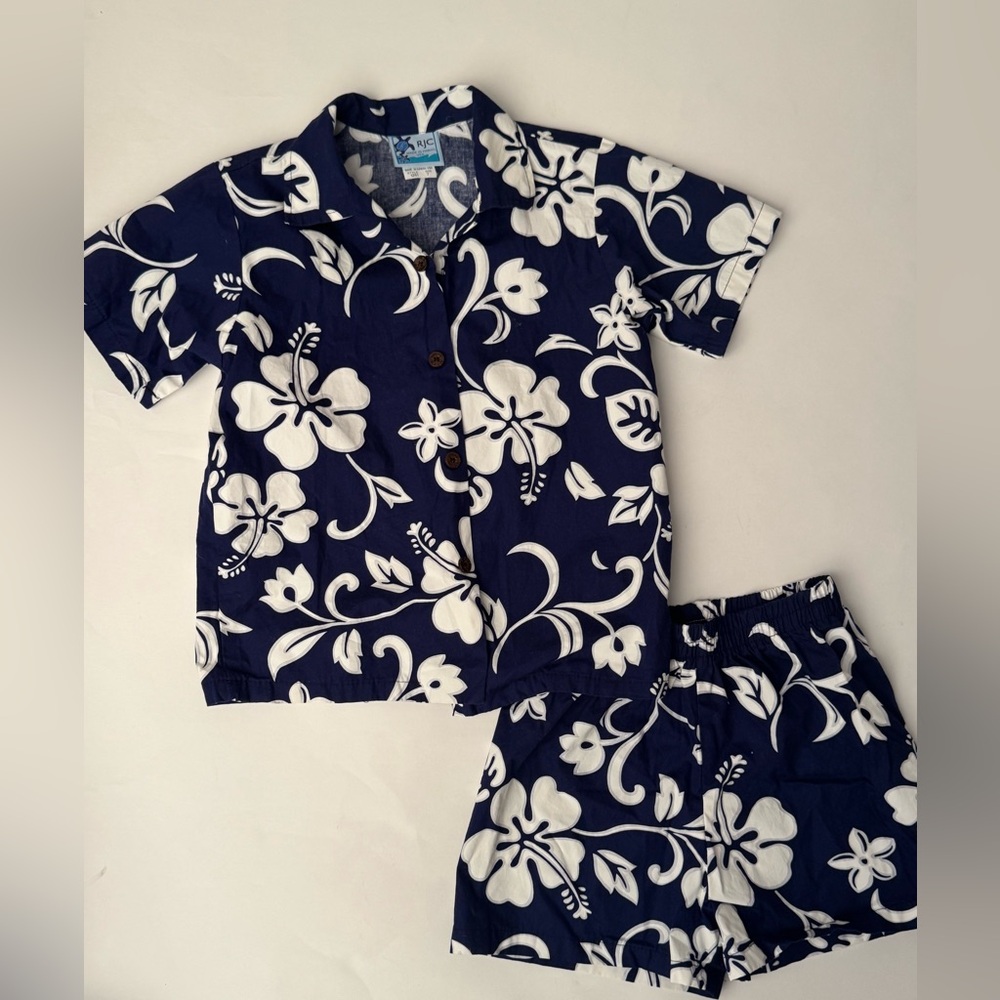 RJC Boy’s Classic Hawaiian Hibiscus Aloha Shirt and Shirts Set - 7